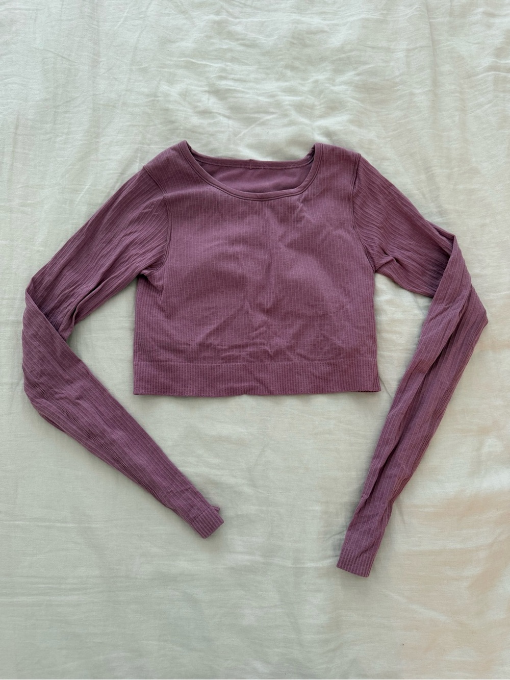 lululemon athletica Ribbed Long Sleeve Cropped Top - Mauve